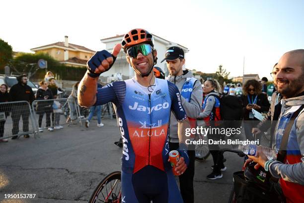 Stage winner Michael Matthews of Australia and Team Jayco AlUla reacts after the 1st Gran Premio Castellon – Ruta de la Ceramica 2024 a 173.9km one...