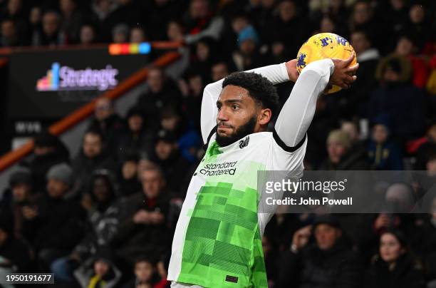 Joe Gomez of Liverpool during the Premier League match between AFC Bournemouth and Liverpool FC at Vitality Stadium on January 21, 2024 in...