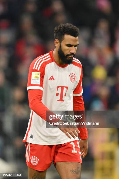 Eric Maxim Choupo-Moting of FC Bayern München looks down during the Bundesliga match between FC Bayern München and SV Werder Bremen at Allianz Arena...