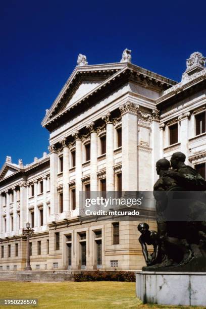 legislative palace neo-classical façade - uruguayan parliament, the general assembiy, montevideo - congress stock pictures, royalty-free photos & images
