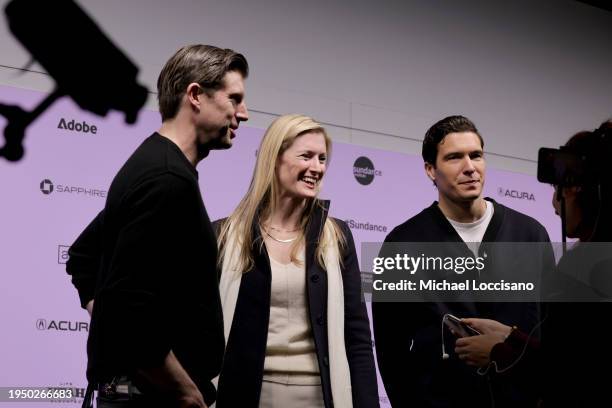 Matthew Reeve, Alexandra Reeve Givens, and William Reeve attend the "Super/Man: The Christopher Reeve Story" Premiere during the 2024 Sundance Film...