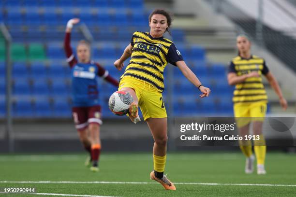 Gaia Distefano of Parma Calcio 1913 in action during the Serie B Women match between Chievo Women and Parma Calcio 1913 on January 21, 2024 in...