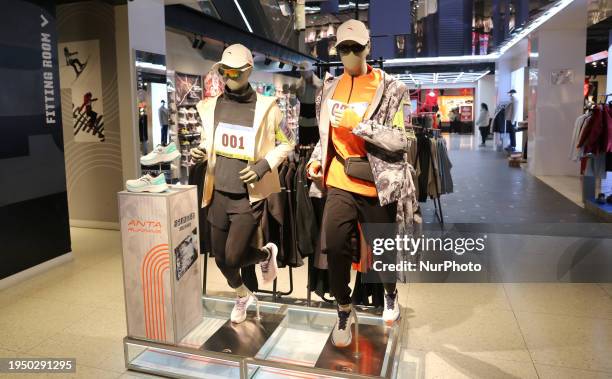 The flagship store of Anta Sports is being seen in Shanghai, China, on January 21, 2024. Anta Sports is announcing on the Hong Kong Stock Exchange...