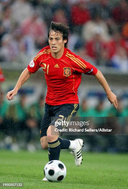 June 10: David Silva of Spain on the ball during the UEFA Euro 2008 Group D match between Spain and Russia at Tivoli Nue on June 10, 2008 in...