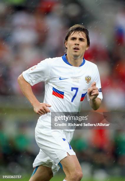 June 10: Dmitri Torbinski of Russia running during the UEFA Euro 2008 Group D match between Spain and Russia at Tivoli Nue on June 10, 2008 in...