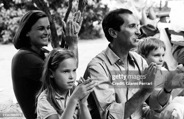 Spanish bullfighter Luis Miguel Dominguin with his wife Italian actress Lucia Bosé , and their children Miguel and Paola, Saelices, Cuenca, Spain,...