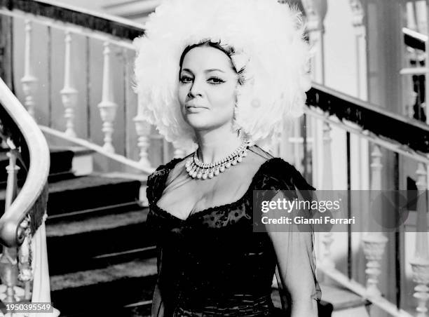 Spanish actress Sara Montiel filming ‘La mujer perdida’, Madrid, Spain, 1965.