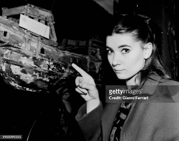 Spanish actress Sonia Bruno during a visit to the Navy Museum, Madrid, Spain, 1965.