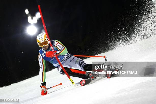 Germany's Linus Strasser competes during the men's slalom event of the FIS Alpine Skiing World Cup in Schladming, Austria, on January 24, 2024. /...