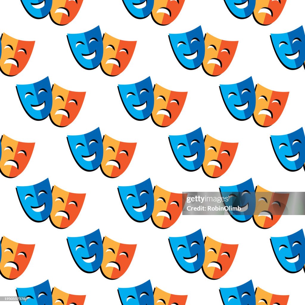 Comedy Pattern Comedy And Tragedy Masks Seamless Pattern High-Res Vector Graphic ...