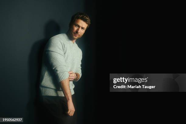 Glen Powell of 'Hit Man' is photographed for Los Angeles Times on January 22, 2024 at the LA Times Studio at Sundance Film Festival presented by...