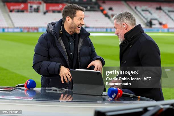 Former Liverpool players now a Sky pundits Jamie Redknapp and Jamie Carragher before the Premier League match between AFC Bournemouth and Liverpool...