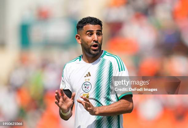 Riyad Karim Mahrez of Algeria during the TotalEnergies CAF Africa Cup of Nations group stage match between Algeria and Burkina Faso at Peace of...