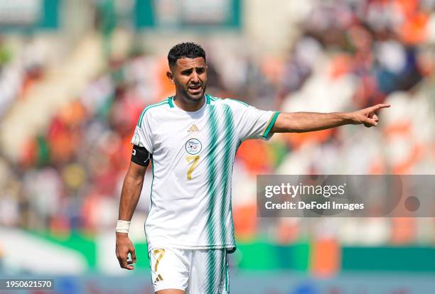 Riyad Karim Mahrez of Algeria during the TotalEnergies CAF Africa Cup of Nations group stage match between Algeria and Burkina Faso at Peace of...