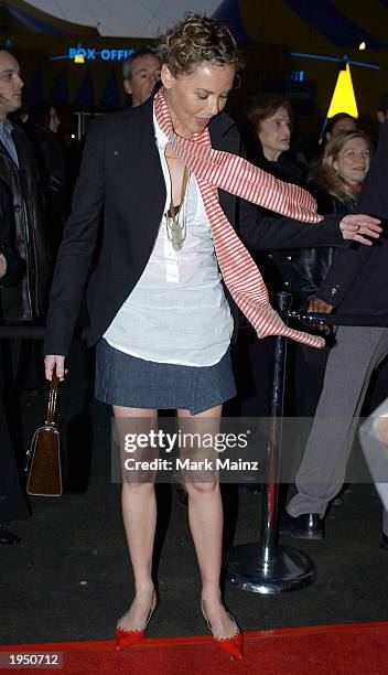 Actress Connie Nielsen arrives for the opening night of "Cirque Du Soleil's Varekai" April 24, 2003 at Randall's Island in New York.