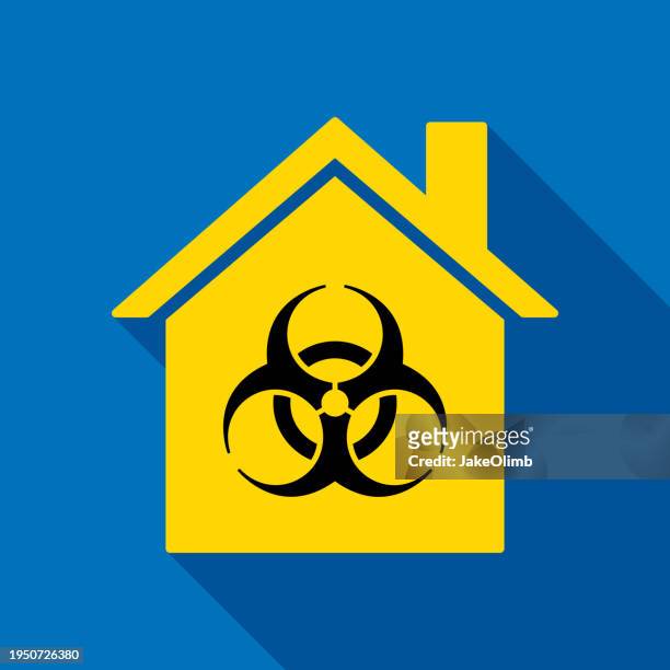 haus biohazard icon wohnung - nuklearwaffe stock-grafiken, -clipart, -cartoons und -symbole