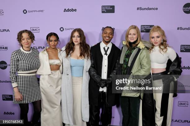 Laura Chinn, Daniella Taylor, Amarr, Baby Ariel, Amarr, Laura Linney, and Ella Anderson attend the "Suncoast" Premiere during the 2024 Sundance Film...