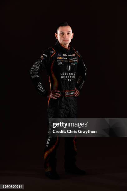 Driver Ryan Ellis poses for a photo during NASCAR Production Days at the Charlotte Convention Center on January 18, 2024 in Charlotte, North Carolina.