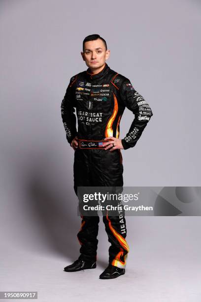 Driver Ryan Ellis poses for a photo during NASCAR Production Days at the Charlotte Convention Center on January 18, 2024 in Charlotte, North Carolina.