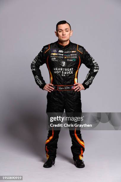 Driver Ryan Ellis poses for a photo during NASCAR Production Days at the Charlotte Convention Center on January 18, 2024 in Charlotte, North Carolina.