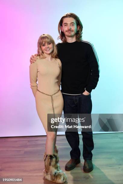 Megan Stott and Austin Abrams visits the IMDb Portrait Studio at Acura House of Energy on Location at Sundance 2024 on January 21, 2024 in Park City,...