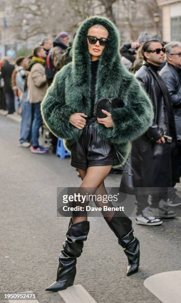Street Style with Tatiana Korsakova at the Jean Paul Gaultier show during Paris Fashion Week on January 24, 2024 in Paris, France.