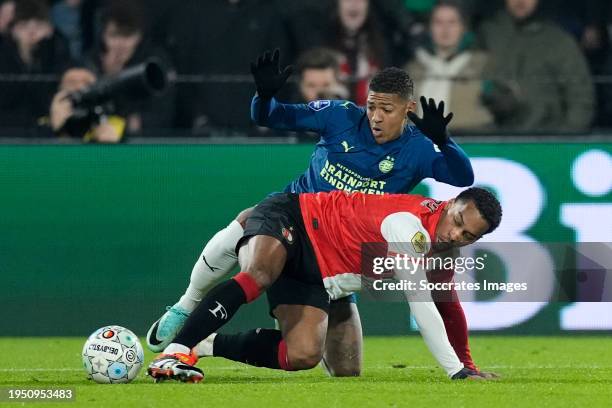 Patrick van Aanholt of PSV, Quinten Timber of Feyenoord during the Dutch KNVB Beker match between Feyenoord v PSV at the Stadium Feijenoord on...