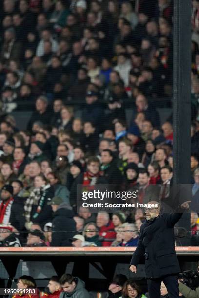 Coach Peter Bosz of PSV during the Dutch KNVB Beker match between Feyenoord v PSV at the Stadium Feijenoord on January 24, 2024 in Rotterdam...