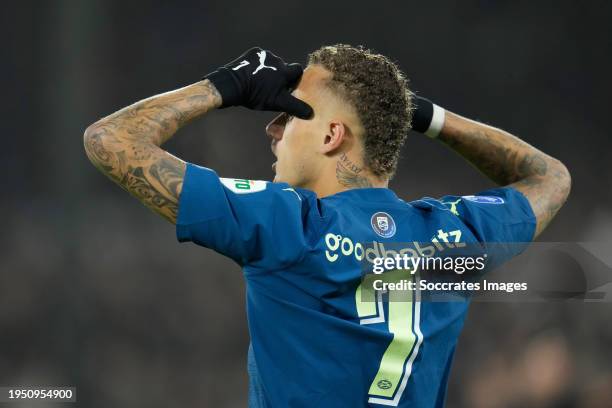 Noa Lang of PSV during the Dutch KNVB Beker match between Feyenoord v PSV at the Stadium Feijenoord on January 24, 2024 in Rotterdam Netherlands