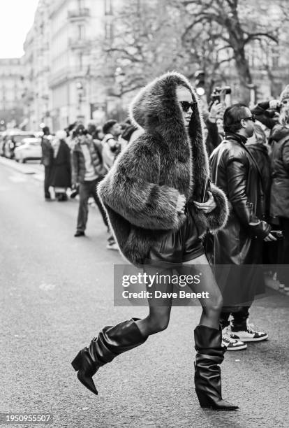 Street Style with Tatiana Korsakova at the Jean Paul Gaultier show during Paris Fashion Week on January 24, 2024 in Paris, France.