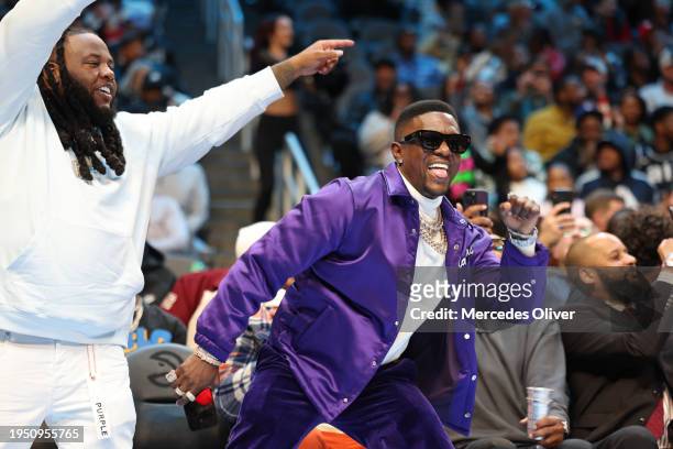 Rapper Boosie Badazz attends the game between the San Antonio Spurs and Atlanta Hawks on January 15, 2024 at State Farm Arena in Atlanta, Georgia....