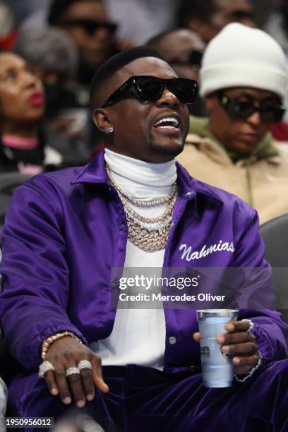 Rapper Boosie Badazz attends the game between the San Antonio Spurs and Atlanta Hawks on January 15, 2024 at State Farm Arena in Atlanta, Georgia....