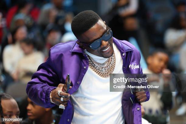 Rapper Boosie Badazz attends the game between the San Antonio Spurs and Atlanta Hawks on January 15, 2024 at State Farm Arena in Atlanta, Georgia....