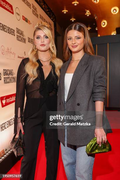 Luna Schweiger and Emma Schweiger attend the Berlin premiere of "Graciano Rocchigiani - Das Herz eines Boxers" at Filmtheater Colosseum on January...