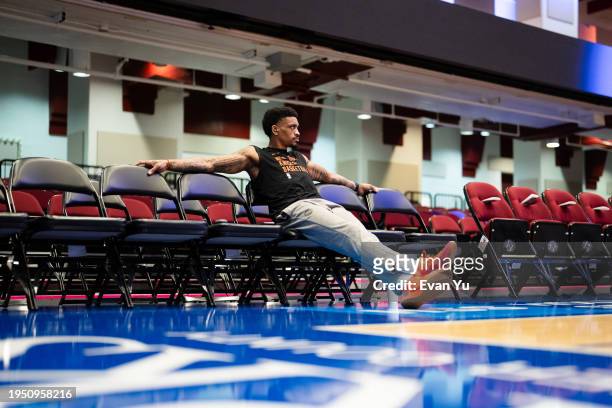 DaQuan Jeffries of the Westchester Knicks looks on before the game against the College Park Skyhawks on January 24, 2024 at the Westchester County...