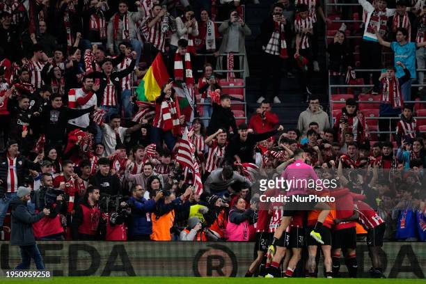 Nico Williams Left Winger of Athletic Club and Spain celebrates after scoring his sides first goal during the Copa del Rey match between Athletic...