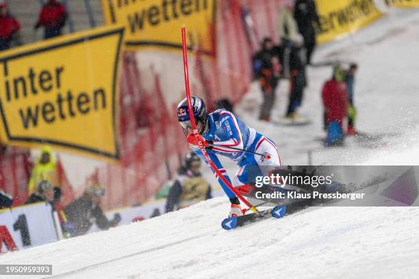 Clement Noel of France during Audi FIS Alpine Ski World Cup - Men's Slalom Planai on January 24, 2024 in Schladming, Styria.