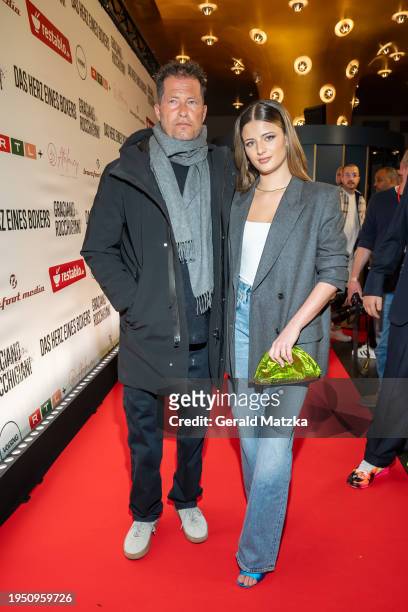 Til Schweiger and Emma Schweiger attend the Berlin premiere of "Graciano Rocchigiani - Das Herz eines Boxers" at Filmtheater Colosseum on January 24,...