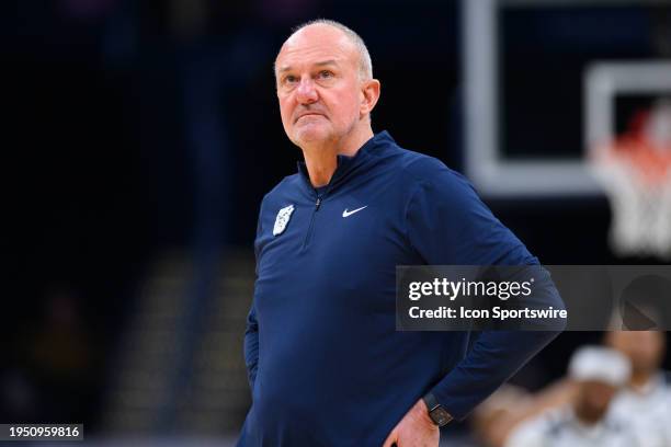 Butler Bulldogs head coach Thad Matta on the sidelines during the men's college basketball game between the Butler Bulldogs and Georgetown Hoyas on...