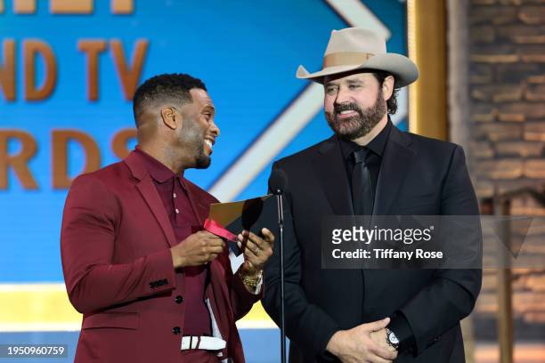 In this image released on January 27, Kel Mitchell and Randy Houser speak onstage during the 26th Annual Family Film And TV Awards in Los Angeles,...