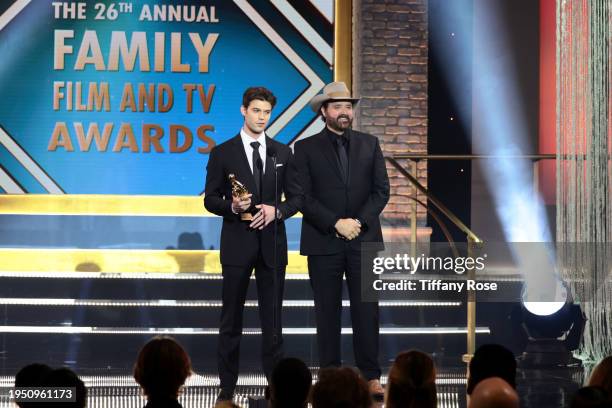 In this image released on January 27, Colin Ford and Randy Houser accept an award onstage during the 26th Annual Family Film And TV Awards in Los...