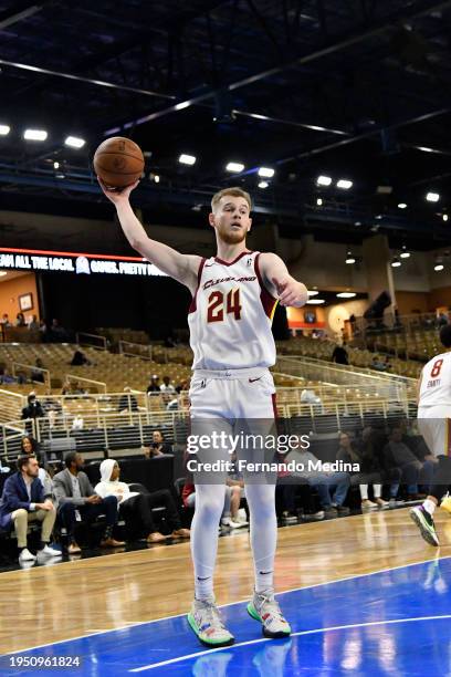 Justin Powell of the Cleveland Charge grabs a rebound against the Osceola Magic during the game on January 24, 2024 at Silver Spurs Arena in...