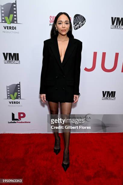 Ashley Madekwe at the premiere of "Junction" held at Harmony Gold on January 24, 2024 in Los Angeles, California.