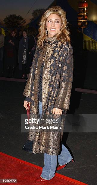 Actress Jennifer Esposito arrives for the opening night of "Cirque Du Soleil's Varekai" April 24, 2003 at Randall's Island in New York.