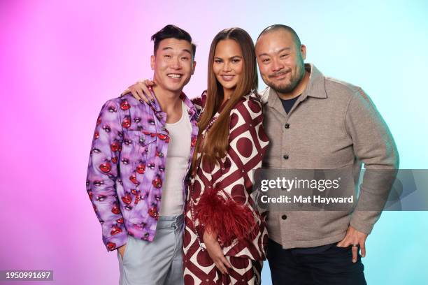 Joel Kim Booster, Chrissy Teigen and David Chang visit the IMDb Portrait Studio at Acura House of Energy on Location at Sundance 2024 on January 21,...