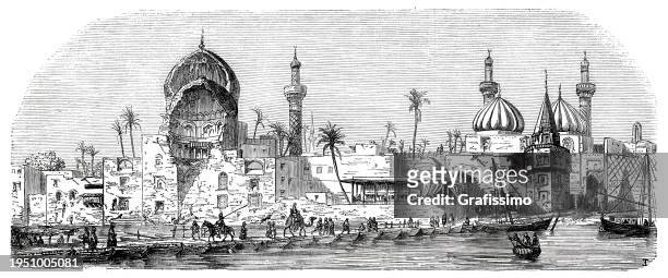 baghdad city in iraq 1857 - old baghdad stock illustrations