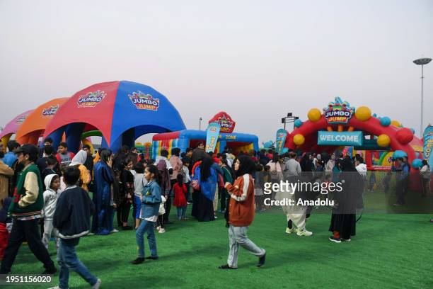 General view of the world's largest jumping castle, certified by the Guinness World Records in Karachi, Pakistan on January 05, 2024.