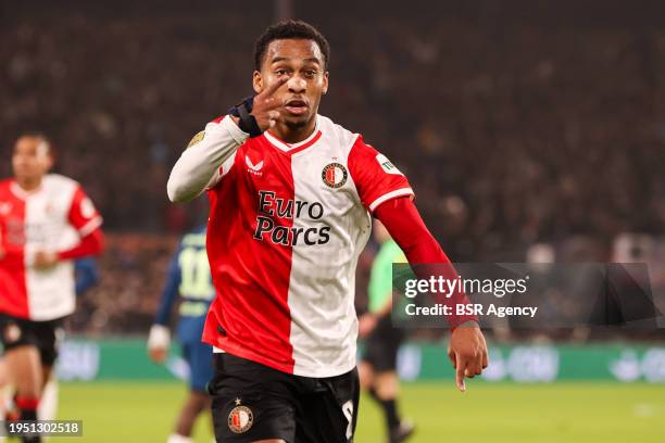 Quinten Timber of Feyenoord celebrates after scoring the first goal of the team during the TOTO KNVB Cup match between Feyenoord and PSV at Stadion...