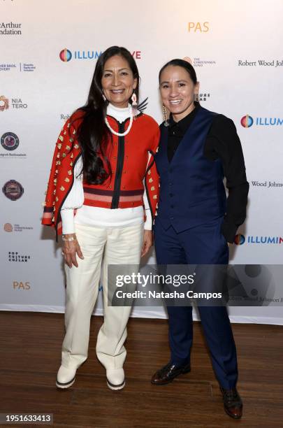 Secretary of the Interior Deb Haaland and Rep. Sharice Davids attend Indigenous House: Sundance Film Festival 2024 at David Beavis Fine Art on...