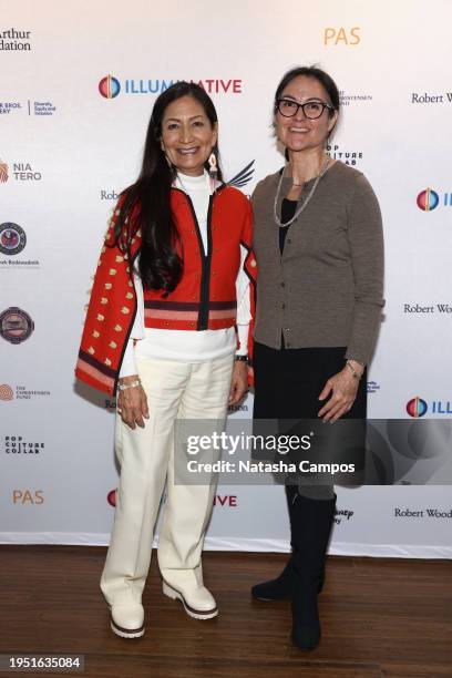 Secretary of the Interior Deb Haaland and Chair of the National Endowment for the Humanities, Shelly Lowe attend Indigenous House: Sundance Film...